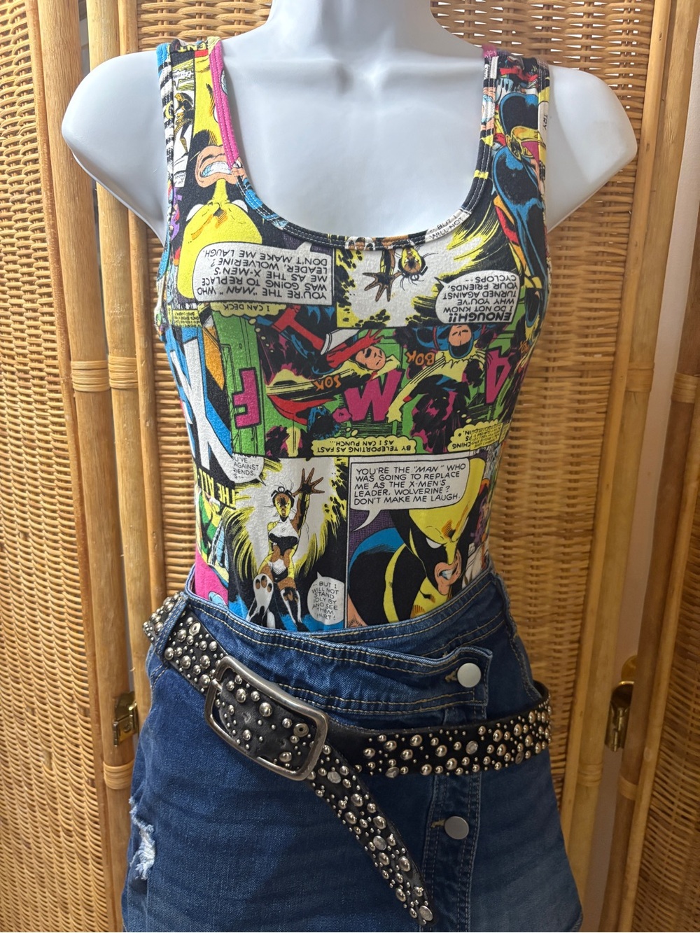 Marvel Multicolor Comic Panel Scoop Neck Bodysuit